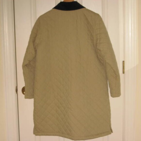 L.L. Bean Medium Petite Tan Quilted Snap Long Coat Thermore Chore Barn Excellent - Picture 6 of 16